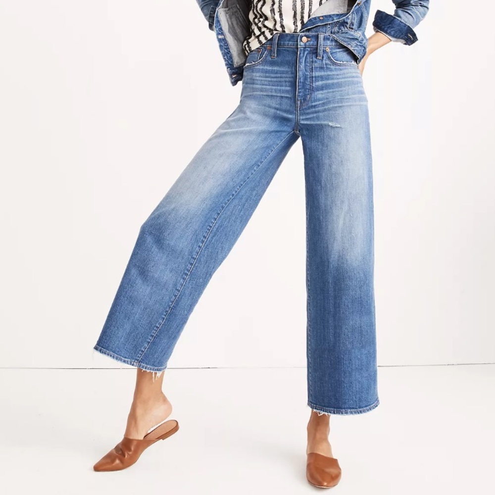 Madewell Wide-Leg Crop Jeans 
Finney Wash
Size 31